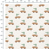 Tissu - Crocodiles en voiture blanche