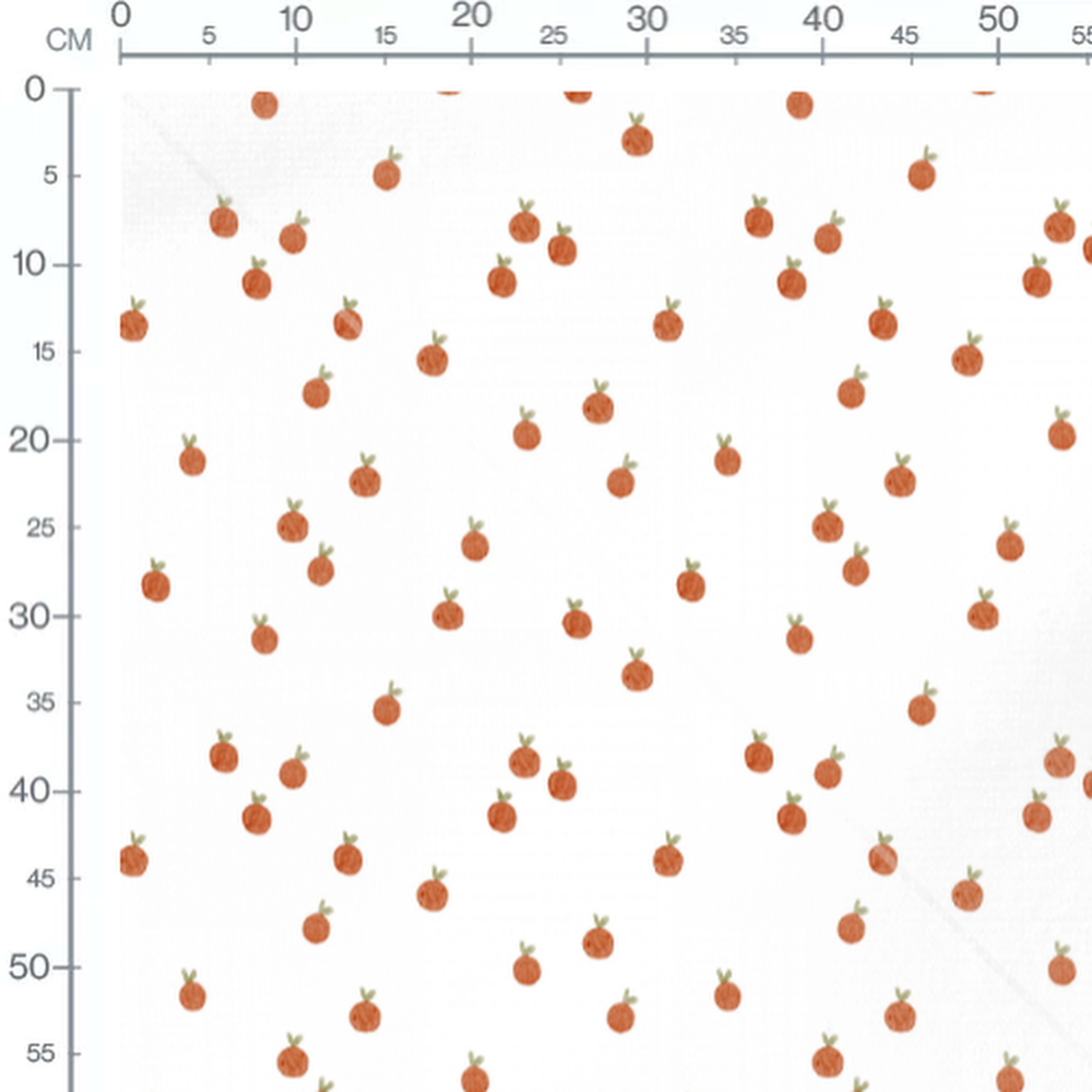 Tissu - Oranges sur fond blanc