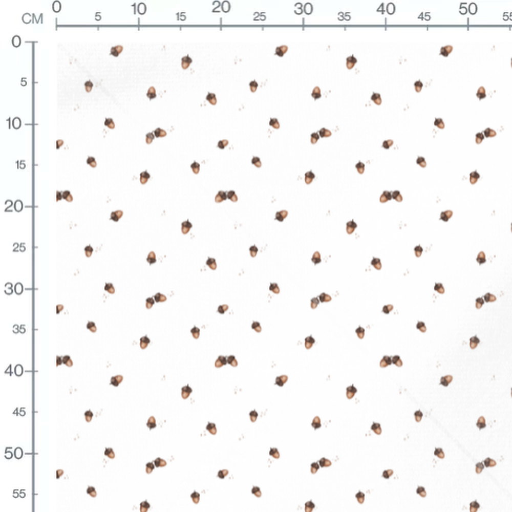 Tissu - Glands marron sur blanc