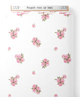 Tissu - Bouquets roses sur blanc