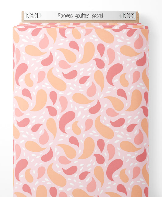 Tissu - Formes gouttes pastel