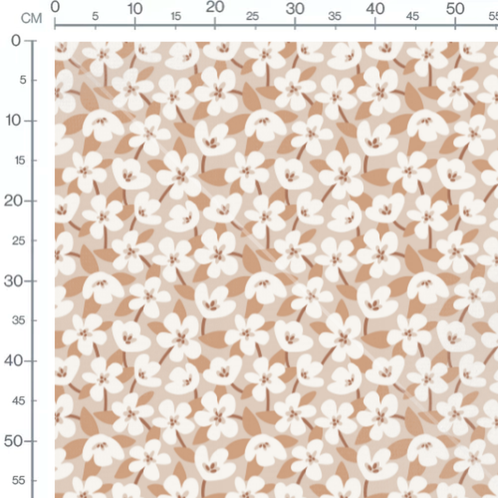 Tissu - Oursons blancs sur fond crème