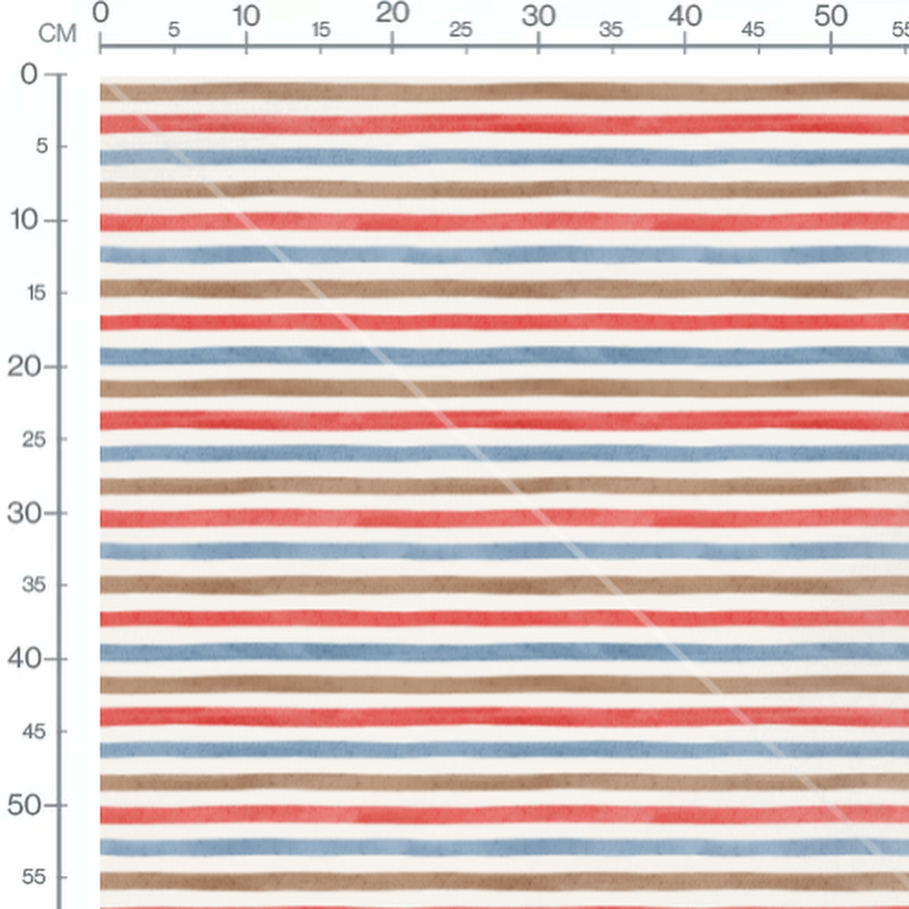 Tissu - Rayures rouges bleues brunes