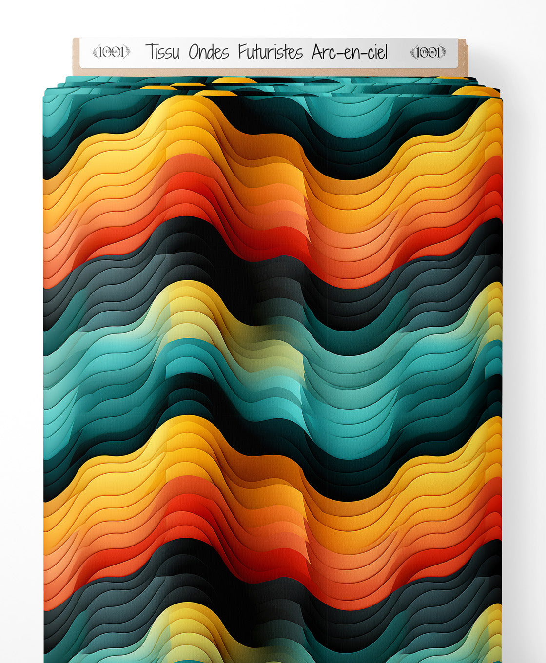 Tissu - Ondes Futuristes Arc-en-ciel