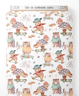 Tissu - Ours en skateboards colorés