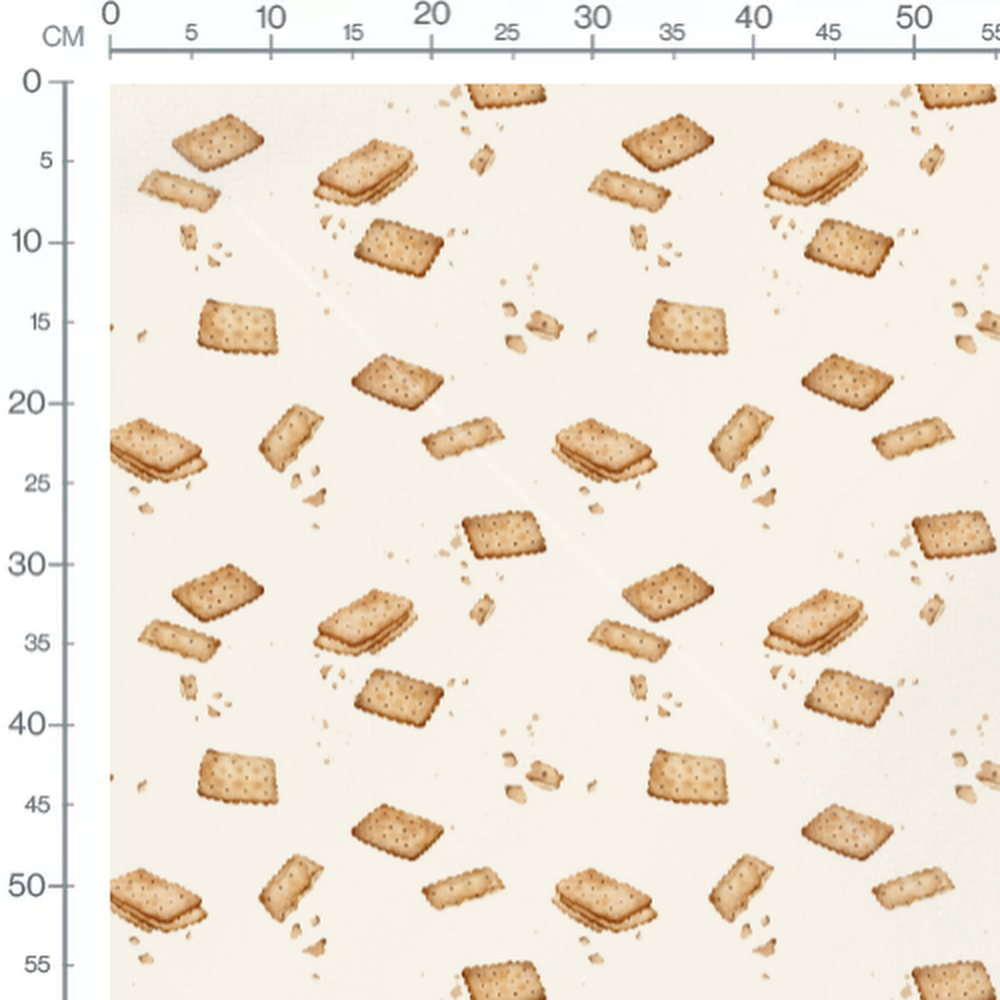 Tissu - Biscuits dorés sur crème