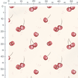 Tissu - Cerises aquarelle fond crème