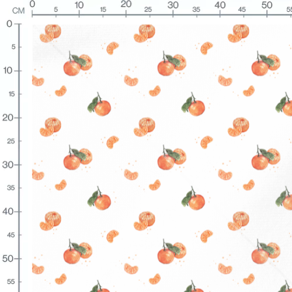 Tissu - Mandarines et quartiers oranges