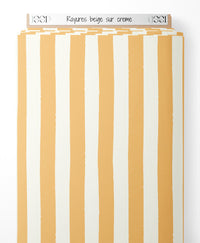 Tissu - Rayures beige sur crème