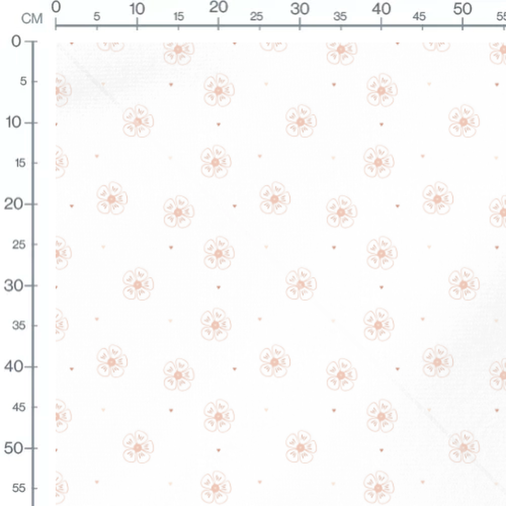 Tissu - Fleurs roses et cœurs