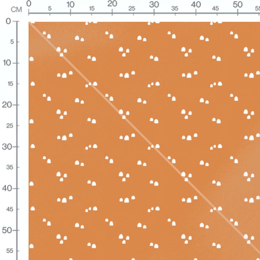 Tissu - Formes blanches sur fond orange