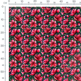 Tissu - Fleurs rouges et vertes