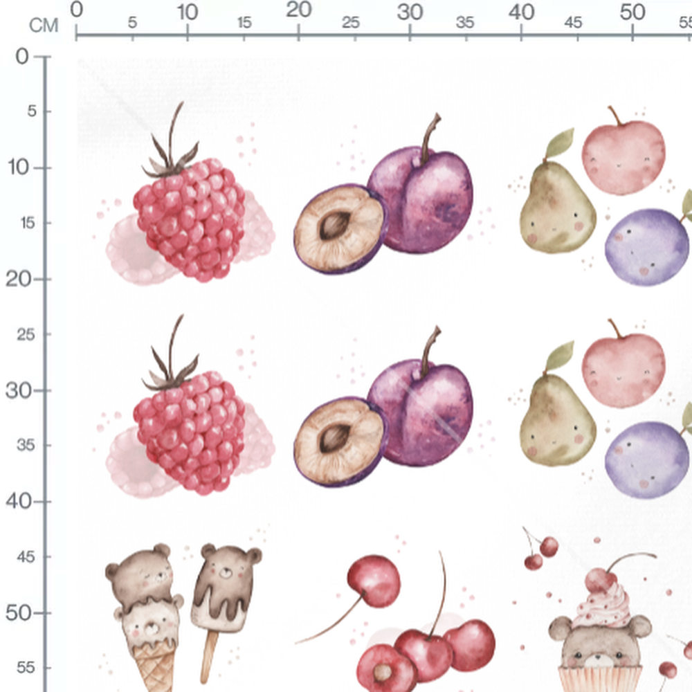 Tissu - Fruits et desserts mignons