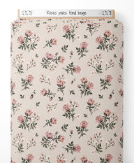 Tissu - Roses pâles sur fond beige