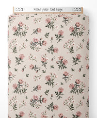 Tissu - Roses pâles sur fond beige