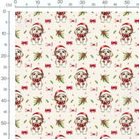 Tissu - Chiot Noel fond creme