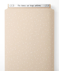 Tissu - Pois blancs sur beige uniforme