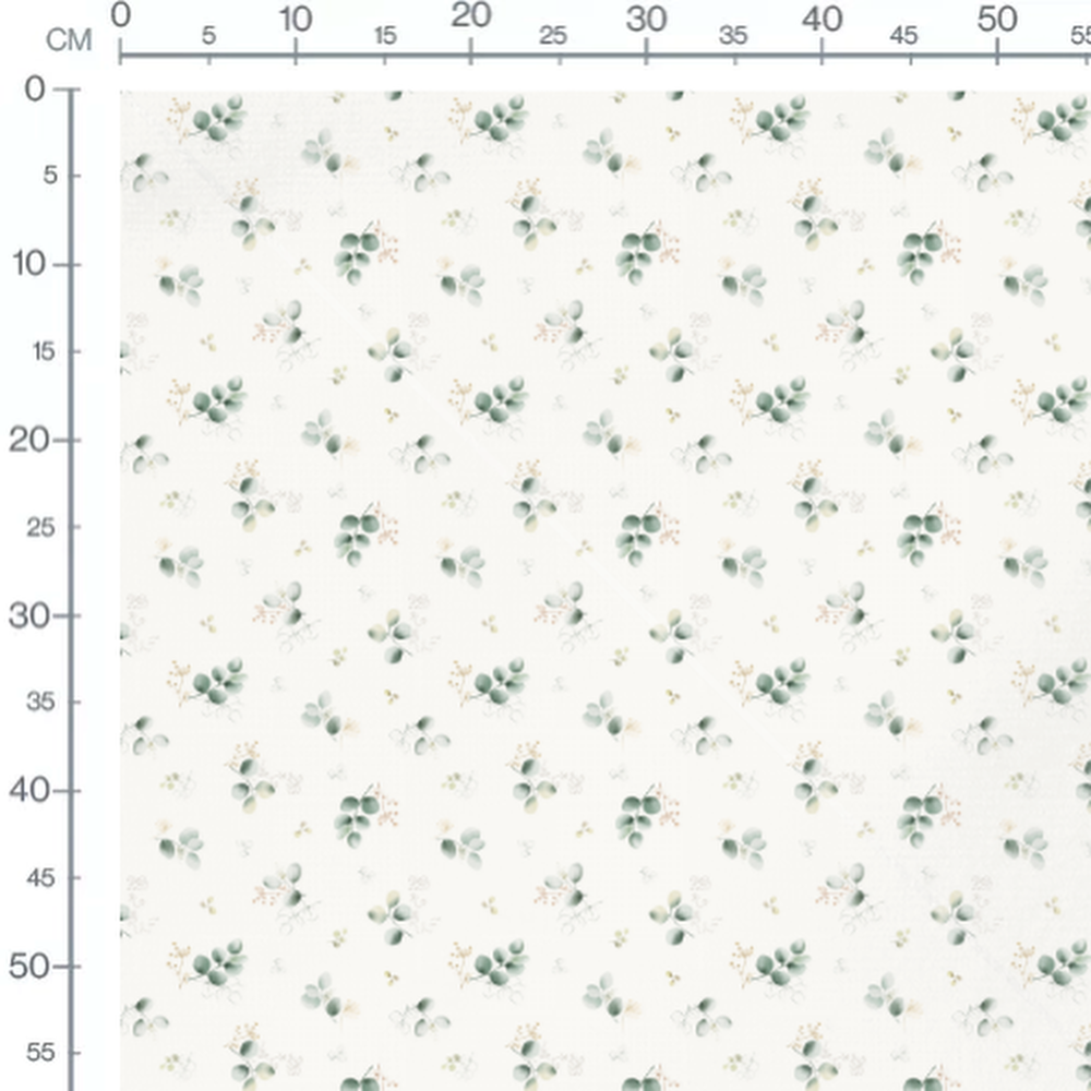 Tissu - Fleurs beiges sur fond blanc 2