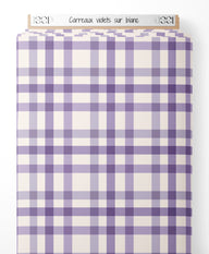 Tissu - Carreaux violets sur blanc