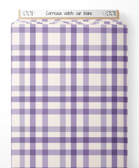 Tissu - Carreaux violets sur blanc