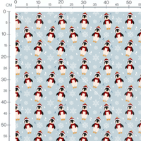 Tissu - Pingouins et flocons neige