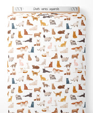 Tissu - Chats variés aquarelle