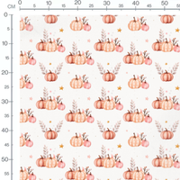 Tissu - Citrouilles et feuilles pastel