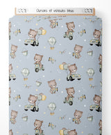 Tissu - Oursons et véhicules bleus