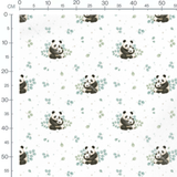 Tissu - Pandas câlins et feuillages