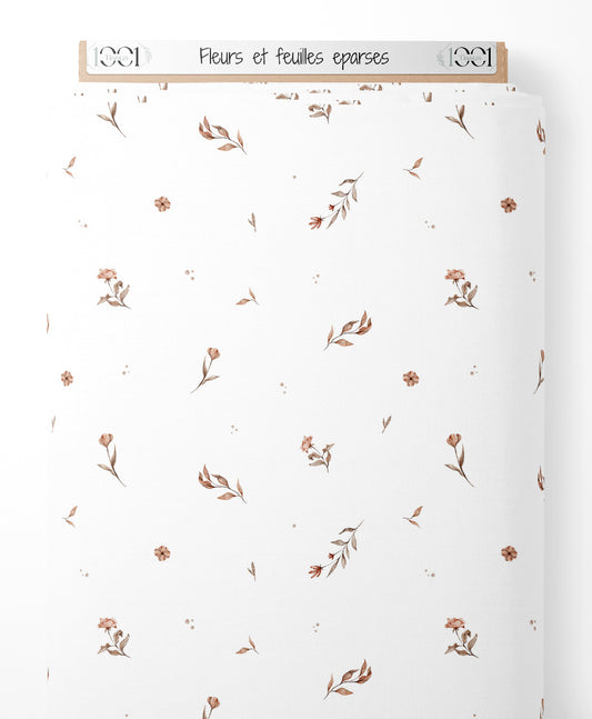 Tissu - Fleurs et feuilles éparses