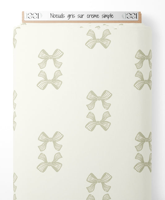 Tissu - Nœuds gris sur crème simple
