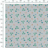 Tissu - Feuilles colorées sur gris