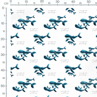 Tissu - Baleines bleues aquarelle
