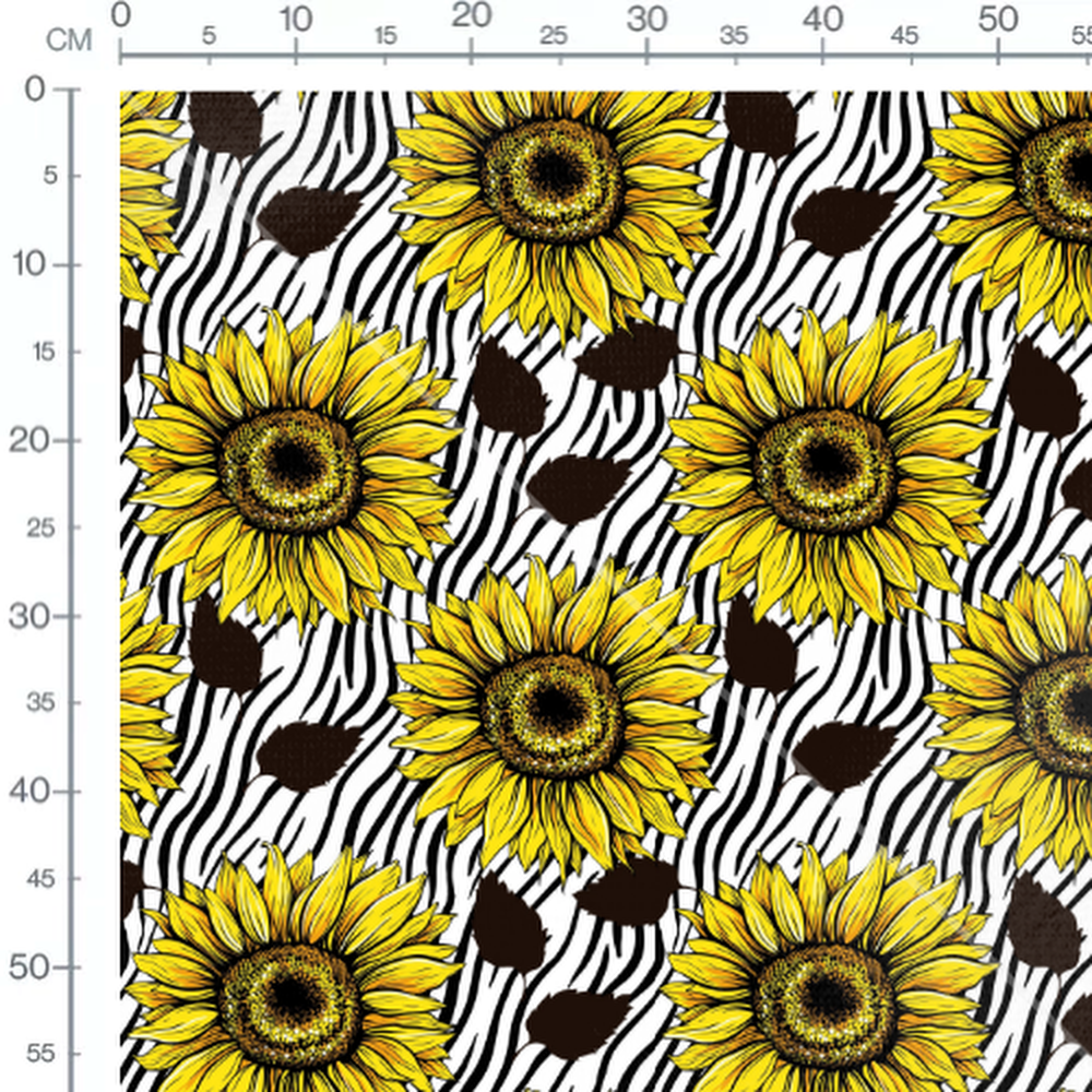 Tissu - Tournesols et rayures zébrées