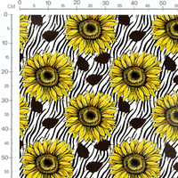 Tissu - Tournesols et rayures zébrées