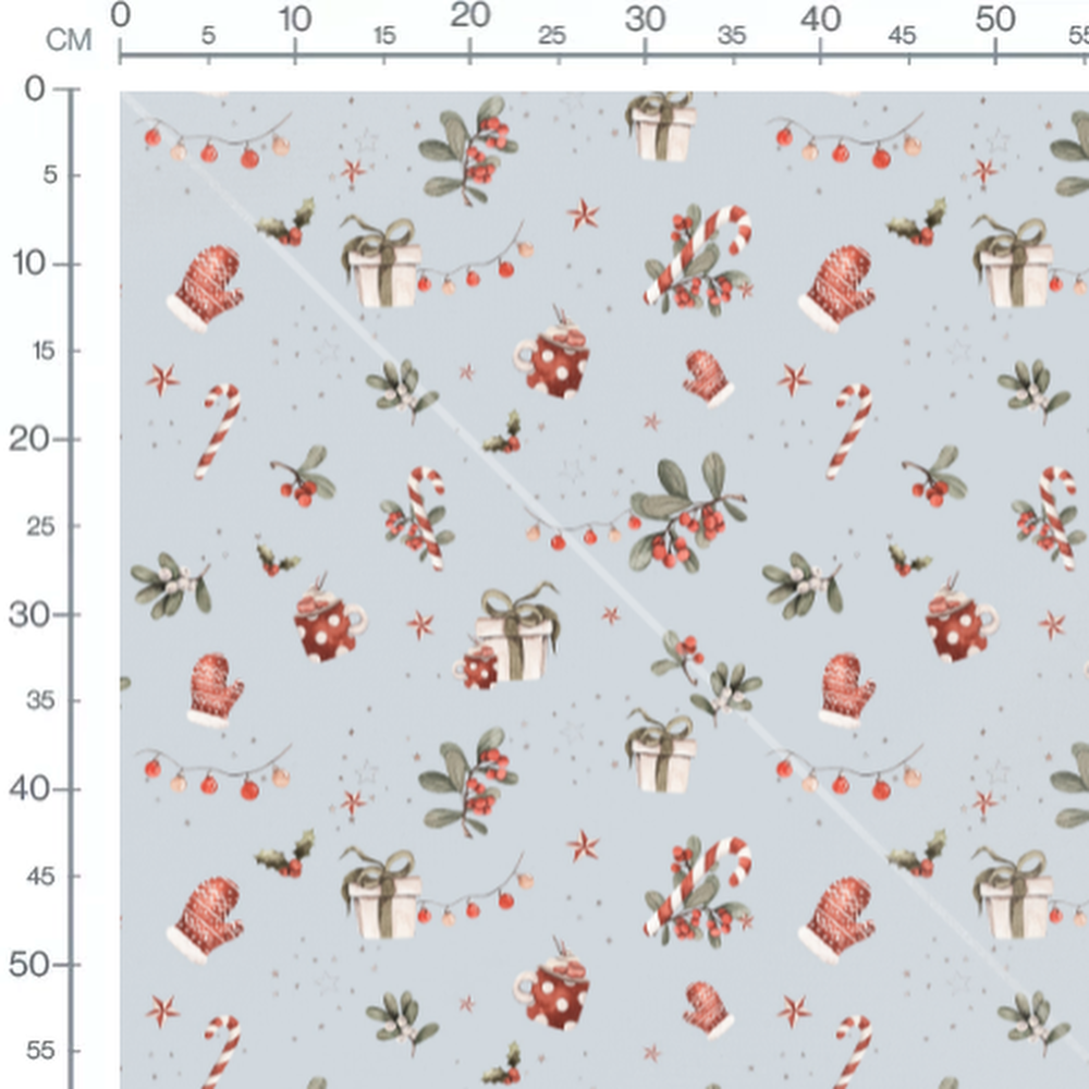 Tissu - Cadeaux et étoiles rouges