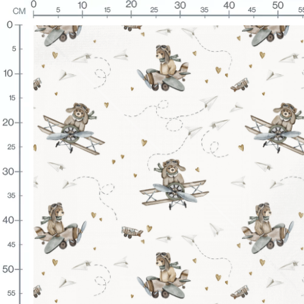 Tissu - Animaux et avions en papier