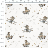 Tissu - Animaux et avions en papier