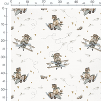 Tissu - Animaux et avions en papier