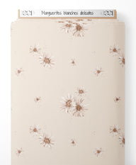 Tissu - Marguerites blanches délicates