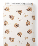 Tissu - Lions couronnés sur beige
