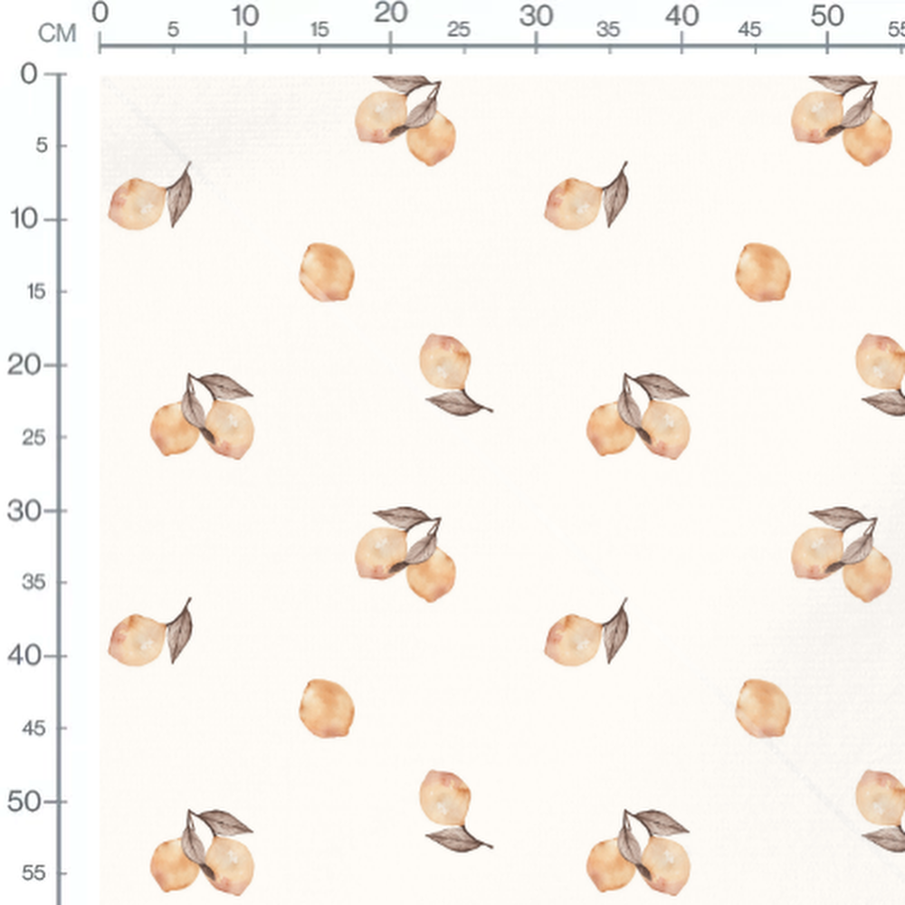 Tissu - Citrons jaunes et feuilles brunes 2