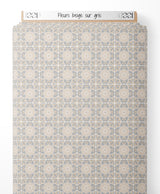Tissu - Fleurs beige sur gris