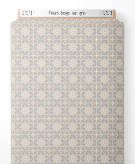 Tissu - Fleurs beige sur gris