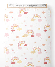 Tissu - Arcs-en-ciel roses et jaunes 2