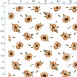 Tissu - Tournesols sur fond blanc