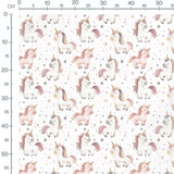 Tissu - Licornes pastel et étoiles