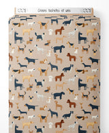 Tissu - Chiens tachetés et unis