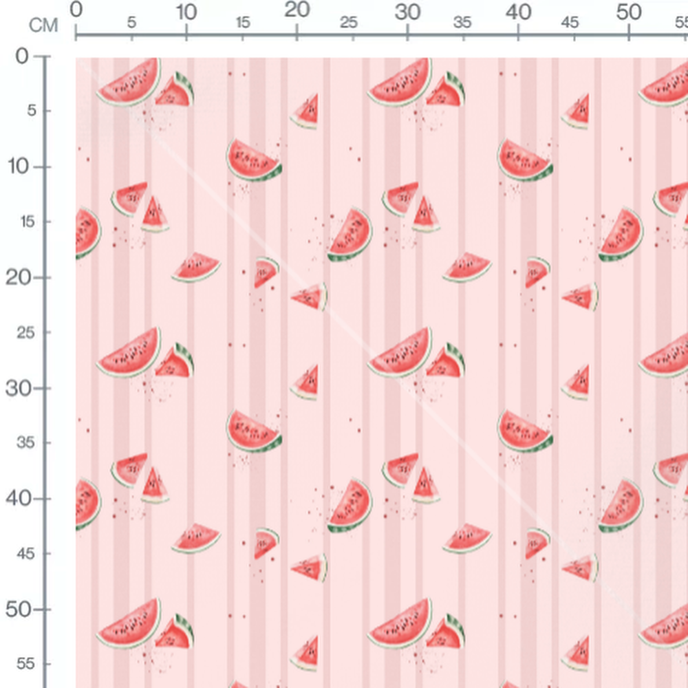 Tissu - Pastèques sur fond rose rayé