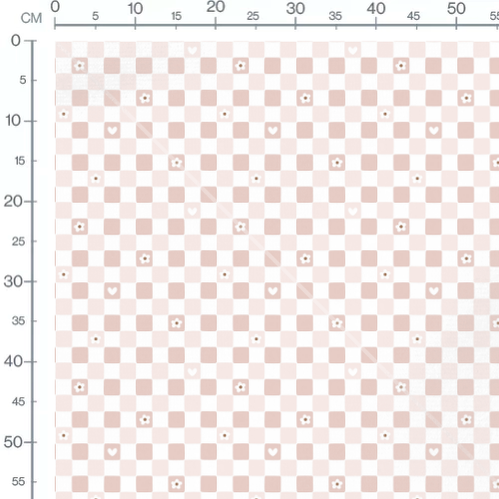 Tissu - Carreaux roses et fleurs